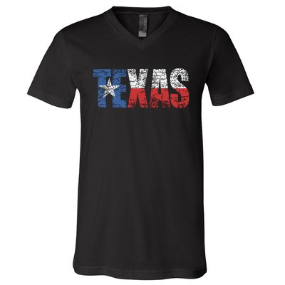 Texas Texas State Flag Distressed V-Neck T-Shirt