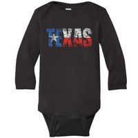 Texas Texas State Flag Distressed Baby Long Sleeve Bodysuit