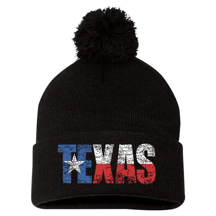 Texas Texas State Flag Distressed Pom Pom 12in Knit Beanie