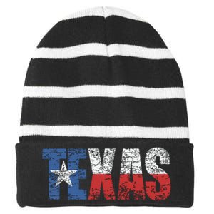 Texas Texas State Flag Distressed Striped Beanie with Solid Band