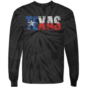 Texas Texas State Flag Distressed Tie-Dye Long Sleeve Shirt