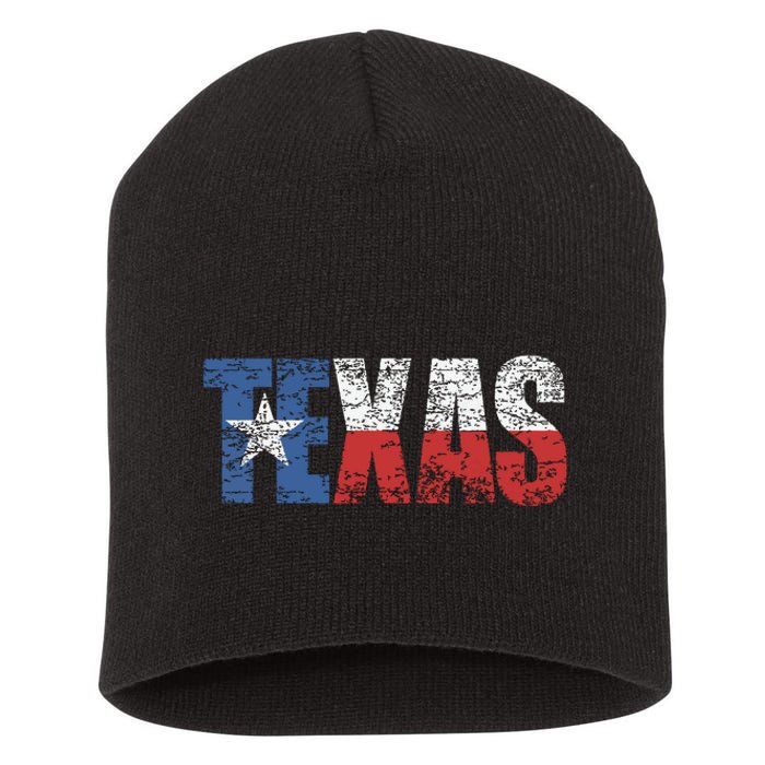 Texas Texas State Flag Distressed Short Acrylic Beanie