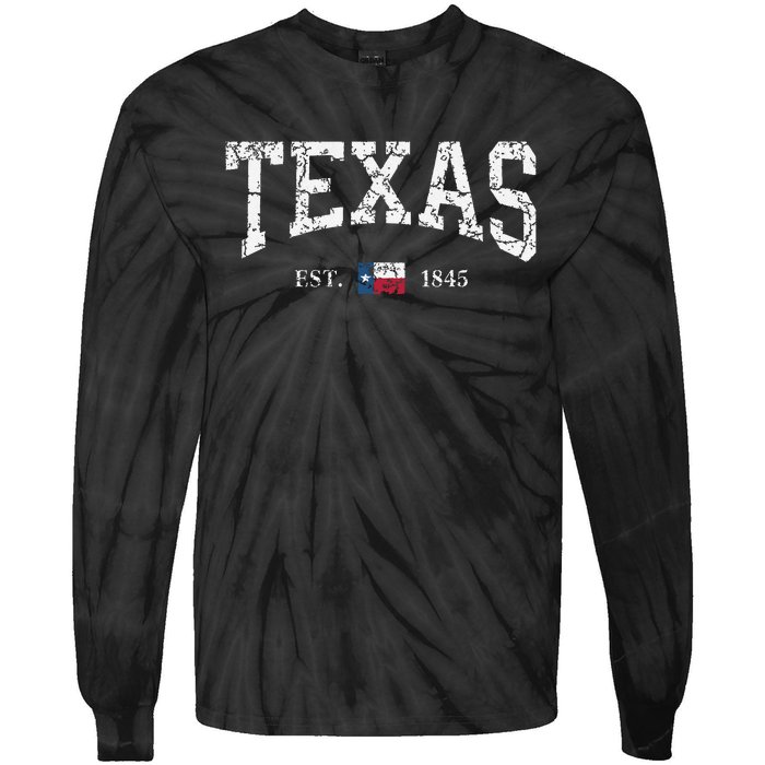 Texas Texas State Flag Distressed Tie-Dye Long Sleeve Shirt