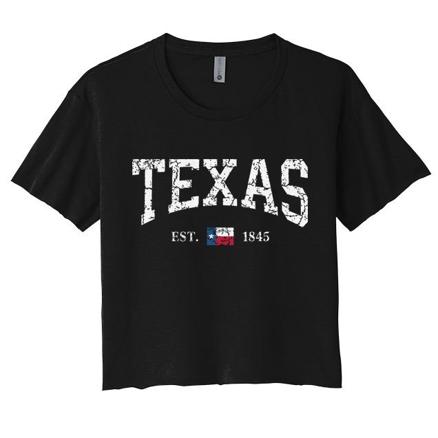 Texas Texas State Flag Distressed Crop Top