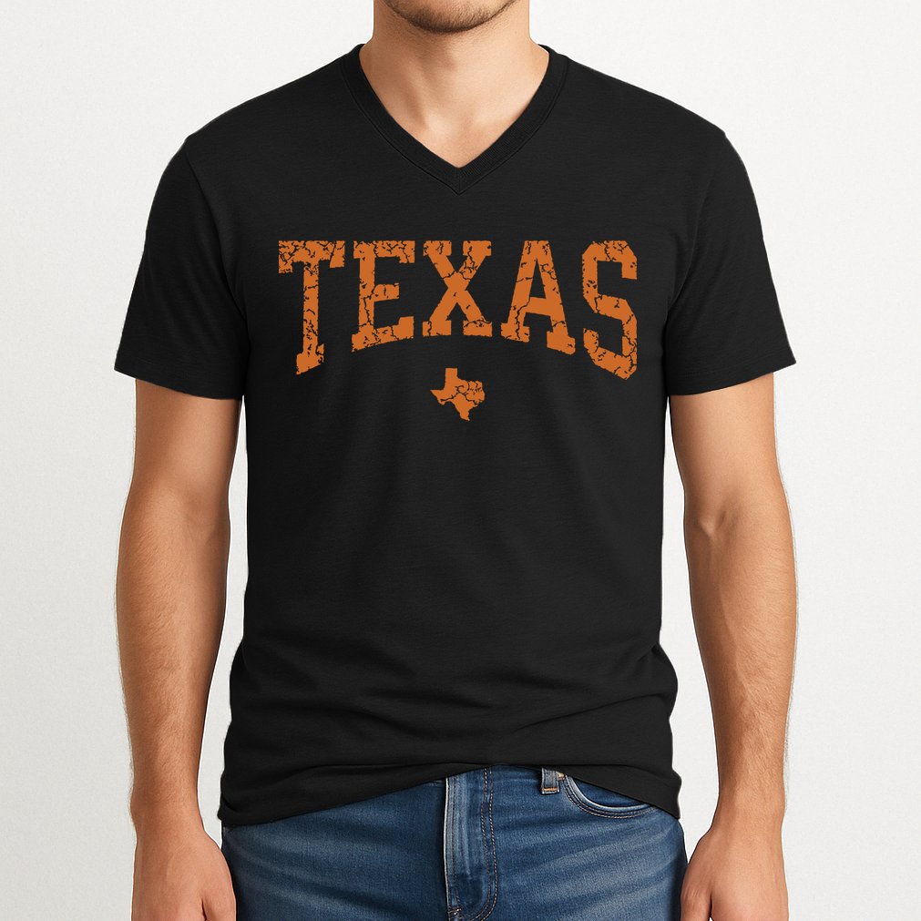 Texas Texas State Map Distressed V-Neck T-Shirt