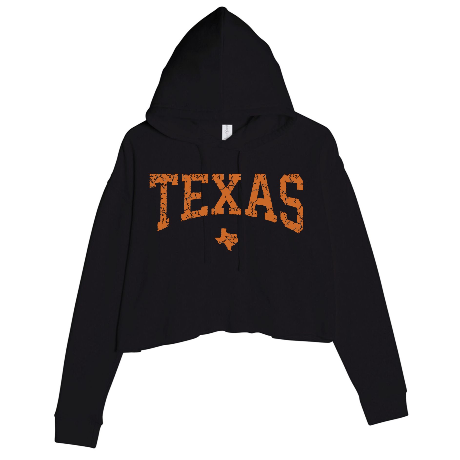Texas Texas State Map Distressed Crop Fleece Hoodie