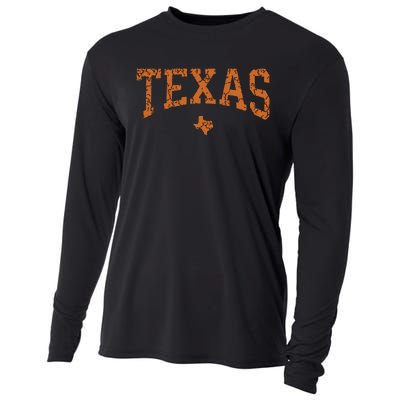 Texas Texas State Map Distressed Cooling Performance Long Sleeve Crew