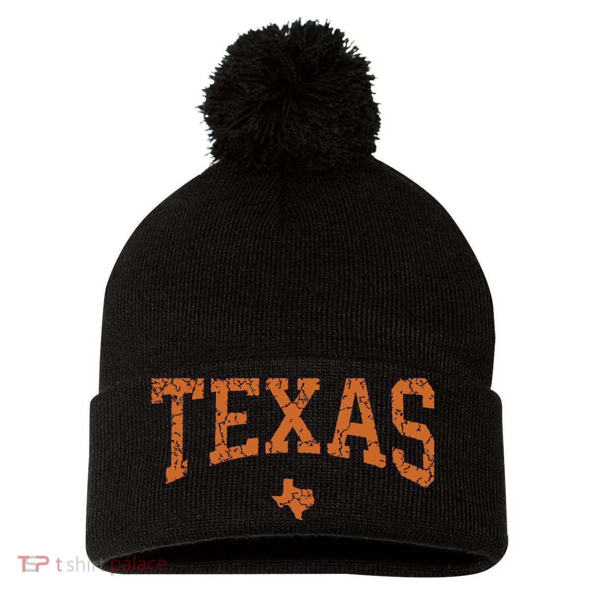Texas Texas State Map Distressed Pom Pom 12in Knit Beanie