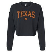 Texas Texas State Map Distressed Cropped Pullover Crew