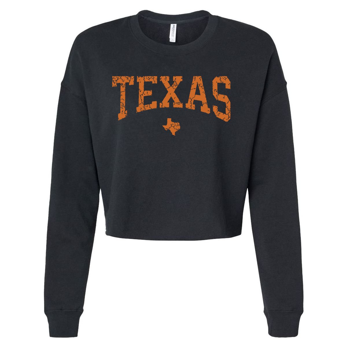 Texas Texas State Map Distressed Cropped Pullover Crew