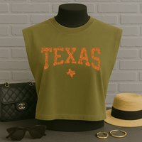 Texas Texas State Map Distressed Garment-Dyed Women's Muscle Tee
