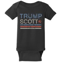 Trump Tim Scott 2024 Vintage Distressed Retro Stripes Baby Bodysuit