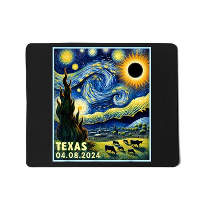 Texas Total Solar Eclipse 2024 Van Gogh Starry Night Style Mousepad