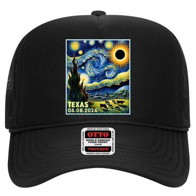 Texas Total Solar Eclipse 2024 Van Gogh Starry Night Style Trucker Hat