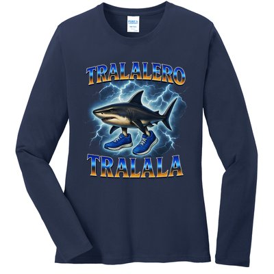 Tralalero Tralala Shark Music Meme Bootle Ladies Long Sleeve Shirt