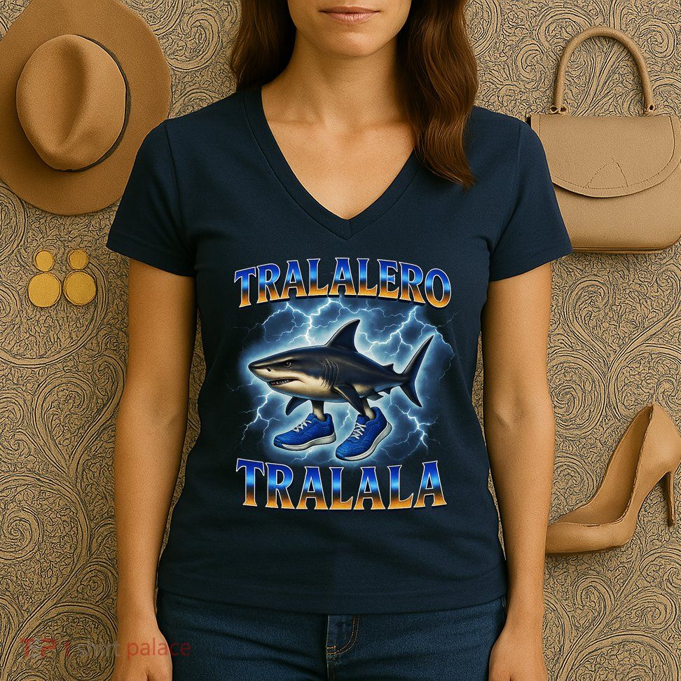 Tralalero Tralala Shark Music Meme Bootle Women's V-Neck T-Shirt