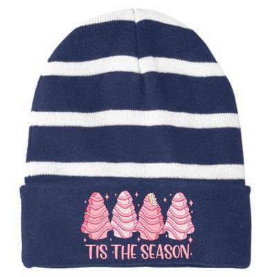 Tis The Season Christmas Cookie Holiday Striped Beanie with Solid Band