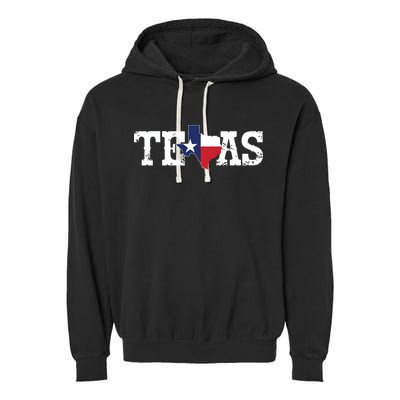 Texas Texas Shaped Flag Grunge Distressed Texas Garment-Dyed Fleece Hoodie
