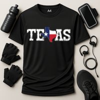 Texas Texas Shaped Flag Grunge Distressed Texas Cooling Performance Crew T-Shirt