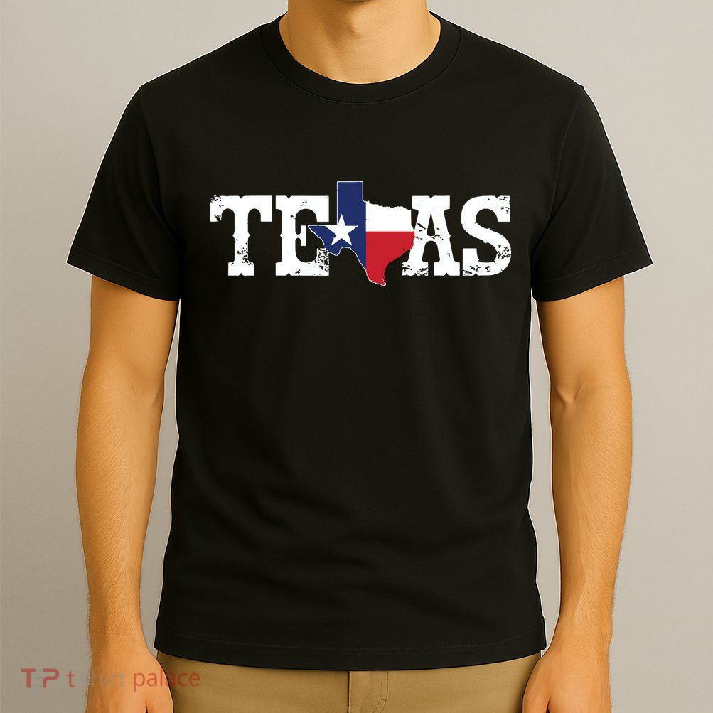 Texas Texas Shaped Flag Grunge Distressed Texas T-Shirt