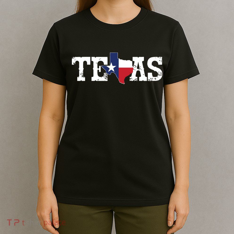 Texas Texas Shaped Flag Grunge Distressed Texas T-Shirt