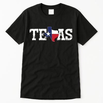 Texas Texas Shaped Flag Grunge Distressed Texas Tall T-Shirt