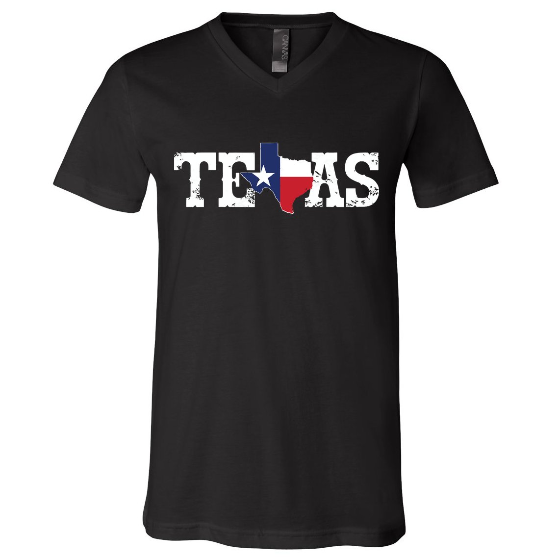 Texas Texas Shaped Flag Grunge Distressed Texas V-Neck T-Shirt