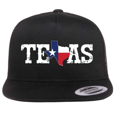 Texas Texas Shaped Flag Grunge Distressed Texas Flatbill Hat