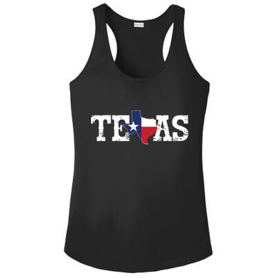 Texas Texas Shaped Flag Grunge Distressed Texas Ladies PosiCharge Competitor Racerback Tank