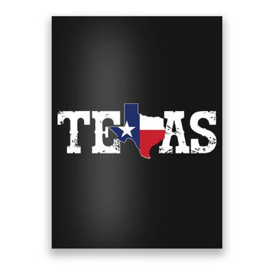 Texas Texas Shaped Flag Grunge Distressed Texas Poster