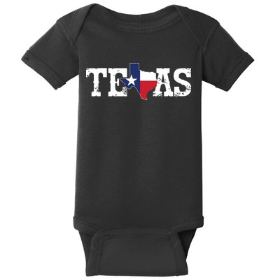 Texas Texas Shaped Flag Grunge Distressed Texas Baby Bodysuit
