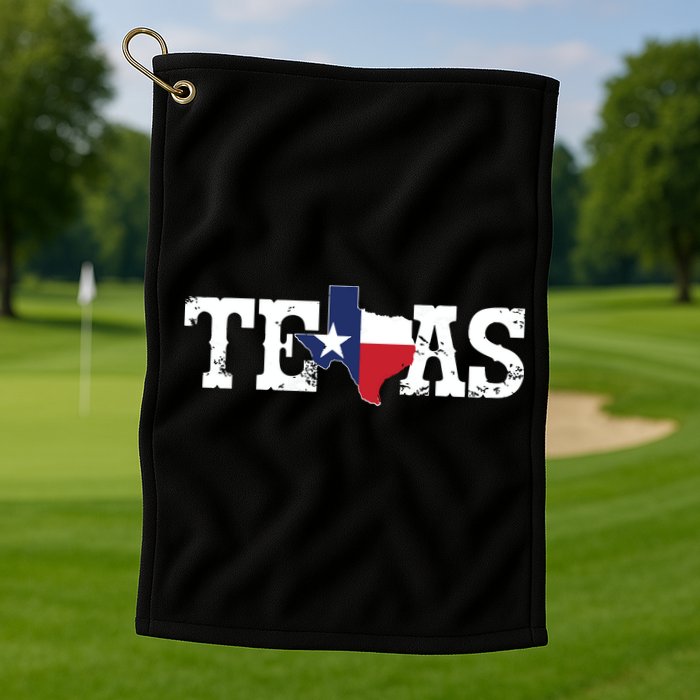 Texas Texas Shaped Flag Grunge Distressed Texas Golf Towel