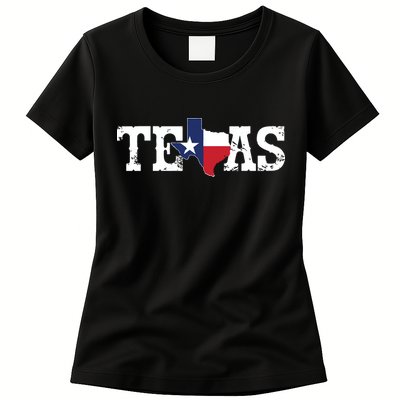 Texas Texas Shaped Flag Grunge Distressed Texas Womens T-Shirt