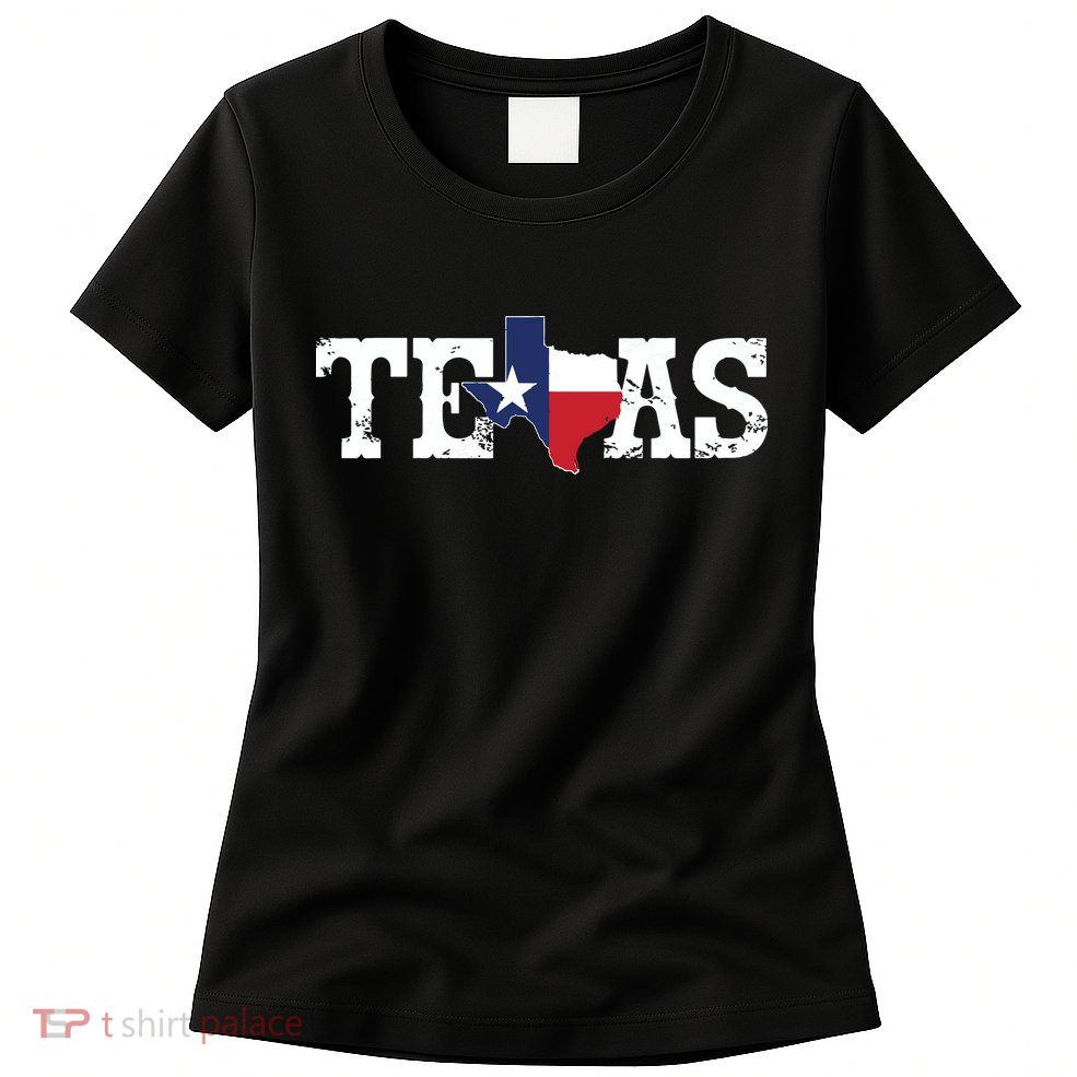 Texas Texas Shaped Flag Grunge Distressed Texas Womens T-Shirt