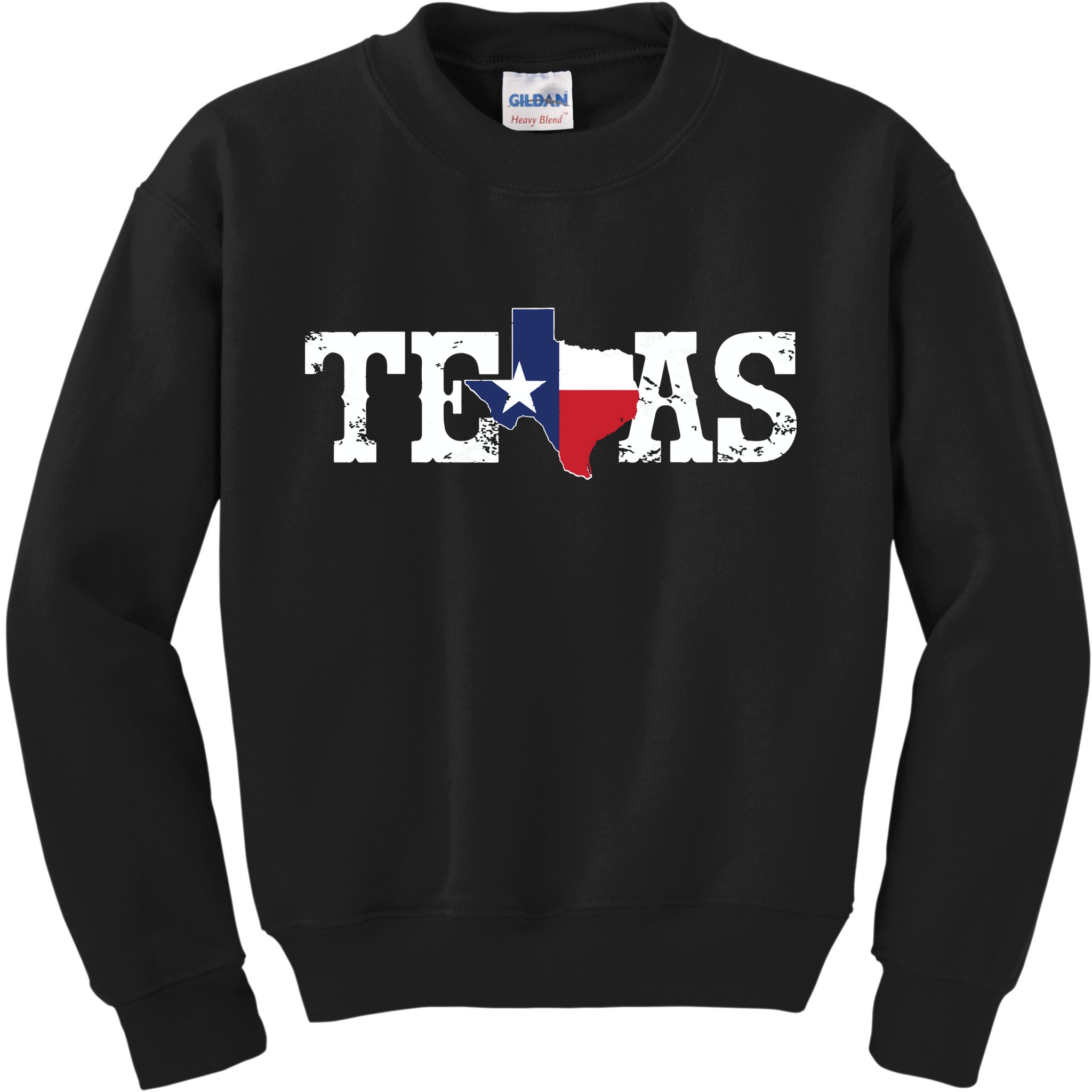 Texas Texas Shaped Flag Grunge Distressed Texas Kids Sweatshirt
