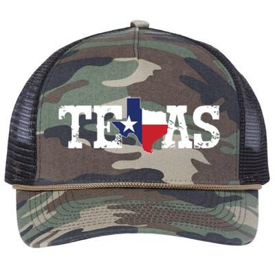 Texas Texas Shaped Flag Grunge Distressed Texas Retro Rope Trucker Hat Cap