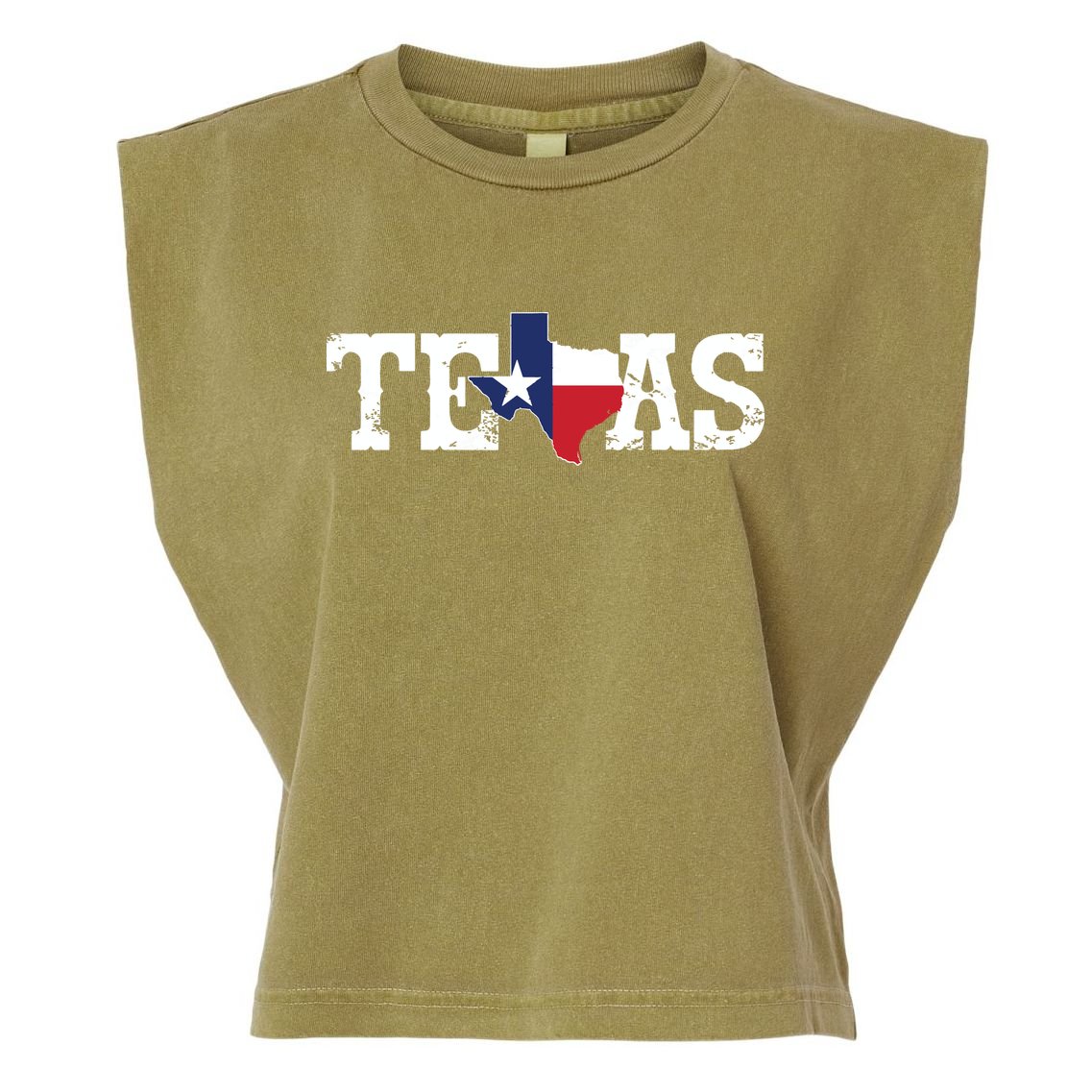 Texas Texas Shaped Flag Grunge Distressed Texas Garment-Dyed Women's Muscle Tee