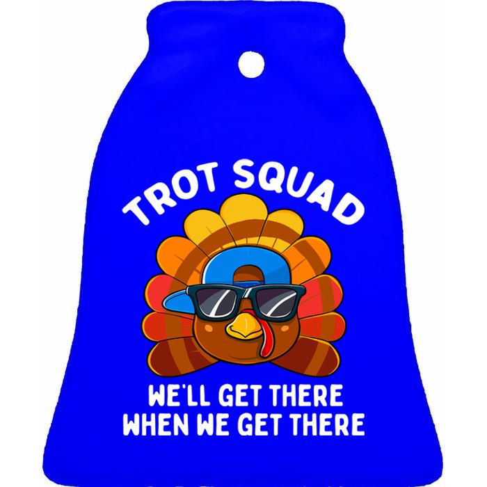 Turkey Trot Squad Funny Thanksgiving Running Costume Gift Ceramic Bell Ornament