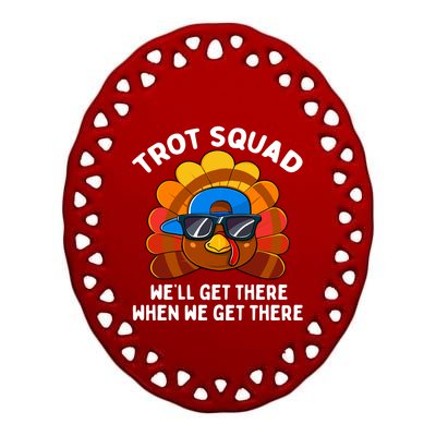 Turkey Trot Squad Funny Thanksgiving Running Costume Gift Ceramic Oval Ornament