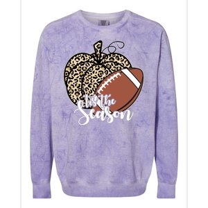 Tis The Season Leopard Pumpkin Football Fall Autumn Colorblast Crewneck Sweatshirt