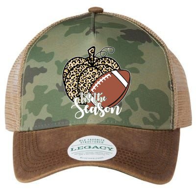Tis The Season Leopard Pumpkin Football Fall Autumn Legacy Tie Dye Trucker Hat