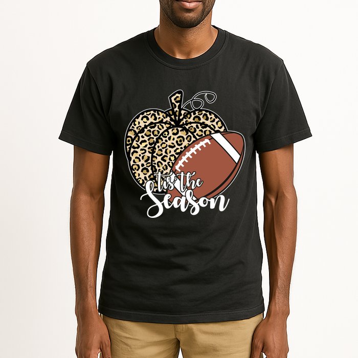Tis The Season Leopard Pumpkin Football Fall Autumn Tall T-Shirt