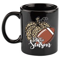 Tis The Season Leopard Pumpkin Football Fall Autumn 11oz C Handle Ceramic Mug