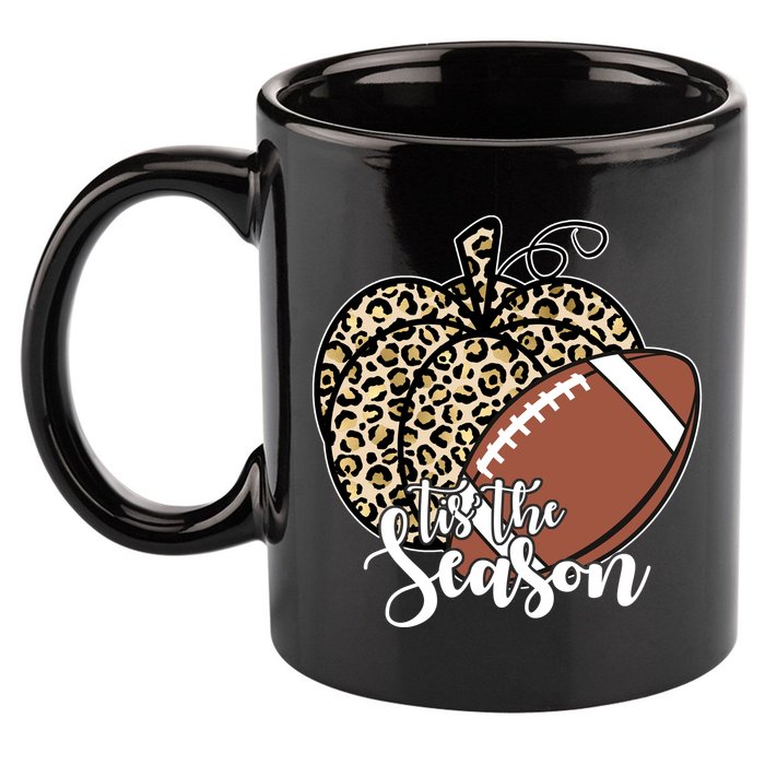 Tis The Season Leopard Pumpkin Football Fall Autumn 11oz C Handle Ceramic Mug