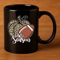 Tis The Season Leopard Pumpkin Football Fall Autumn 11oz C Handle Ceramic Mug