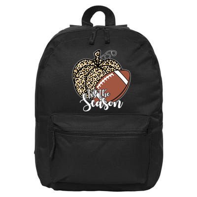 Tis The Season Leopard Pumpkin Football Fall Autumn 16 in Basic Backpack