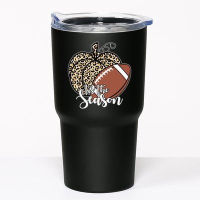 Tis The Season Leopard Pumpkin Football Fall Autumn Tumbler