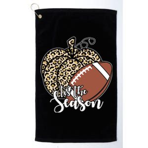 Tis The Season Leopard Pumpkin Football Fall Autumn Platinum Collection Golf Towel