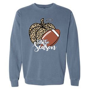 Tis The Season Leopard Pumpkin Football Fall Autumn Garment-Dyed Sweatshirt