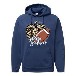 Tis The Season Leopard Pumpkin Football Fall Autumn Performance Fleece Hoodie